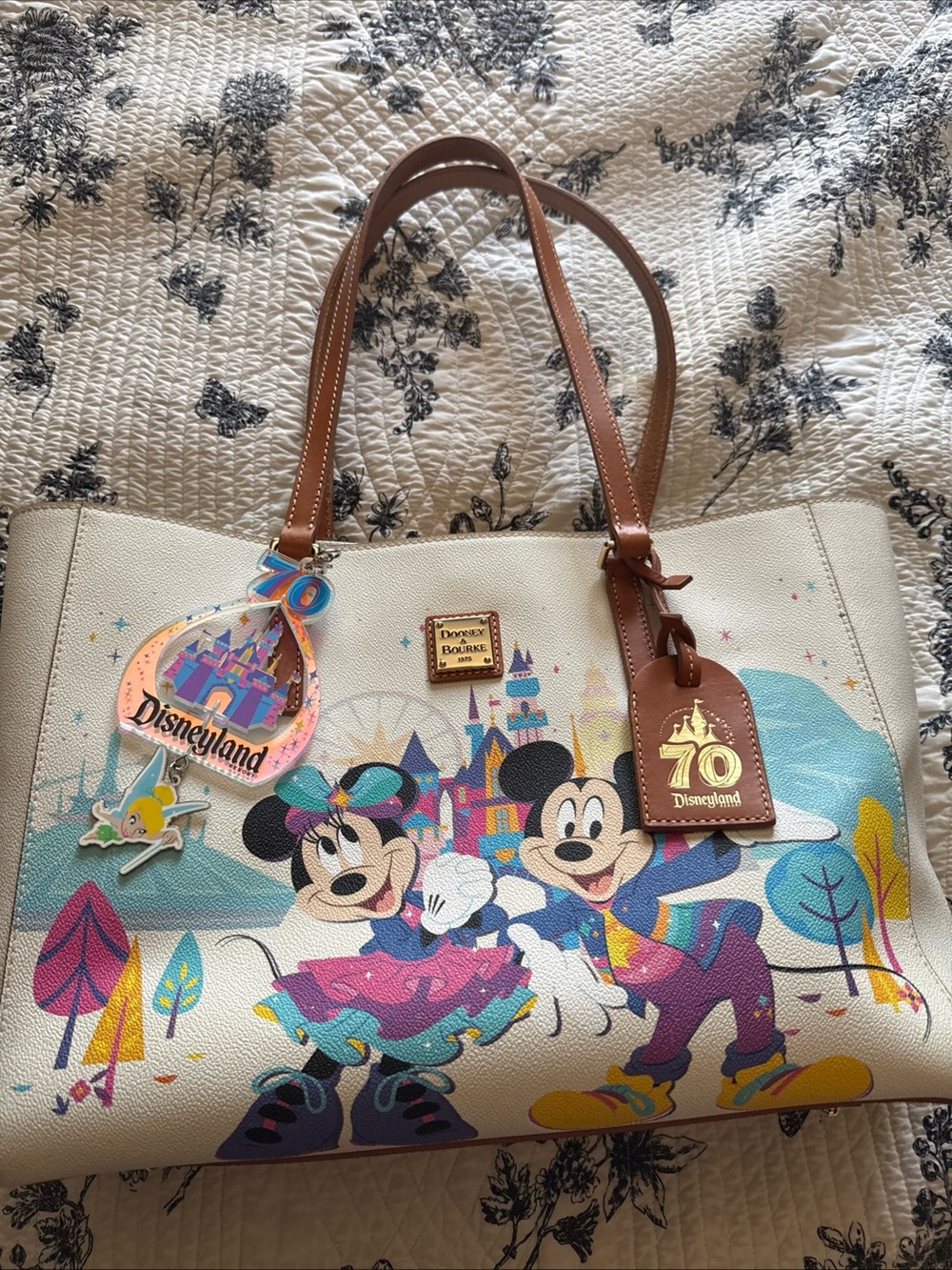 Disney Dooney & Bourke Cinderella castle Mickey Minnie birthday 70th large tote